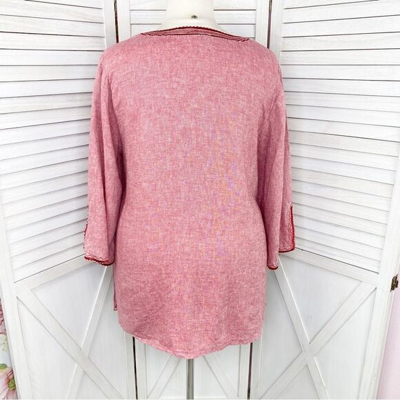Victoria’s Essentials Linen Chambray Tunic Shirt Red XXL - Picture 4 of 14